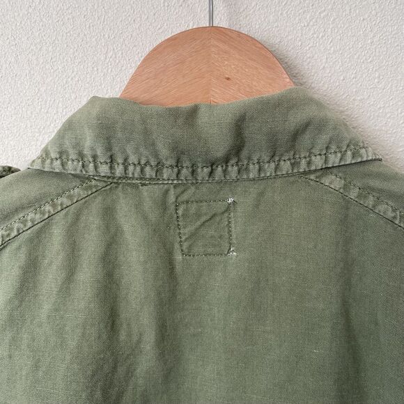 GAP Linen Utility Jacket Womens M Military Green Casual Drawstring Snap Coat - Picture 16 of 16